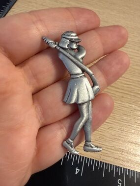 Silver Tone Female Golfer Pin Brooch